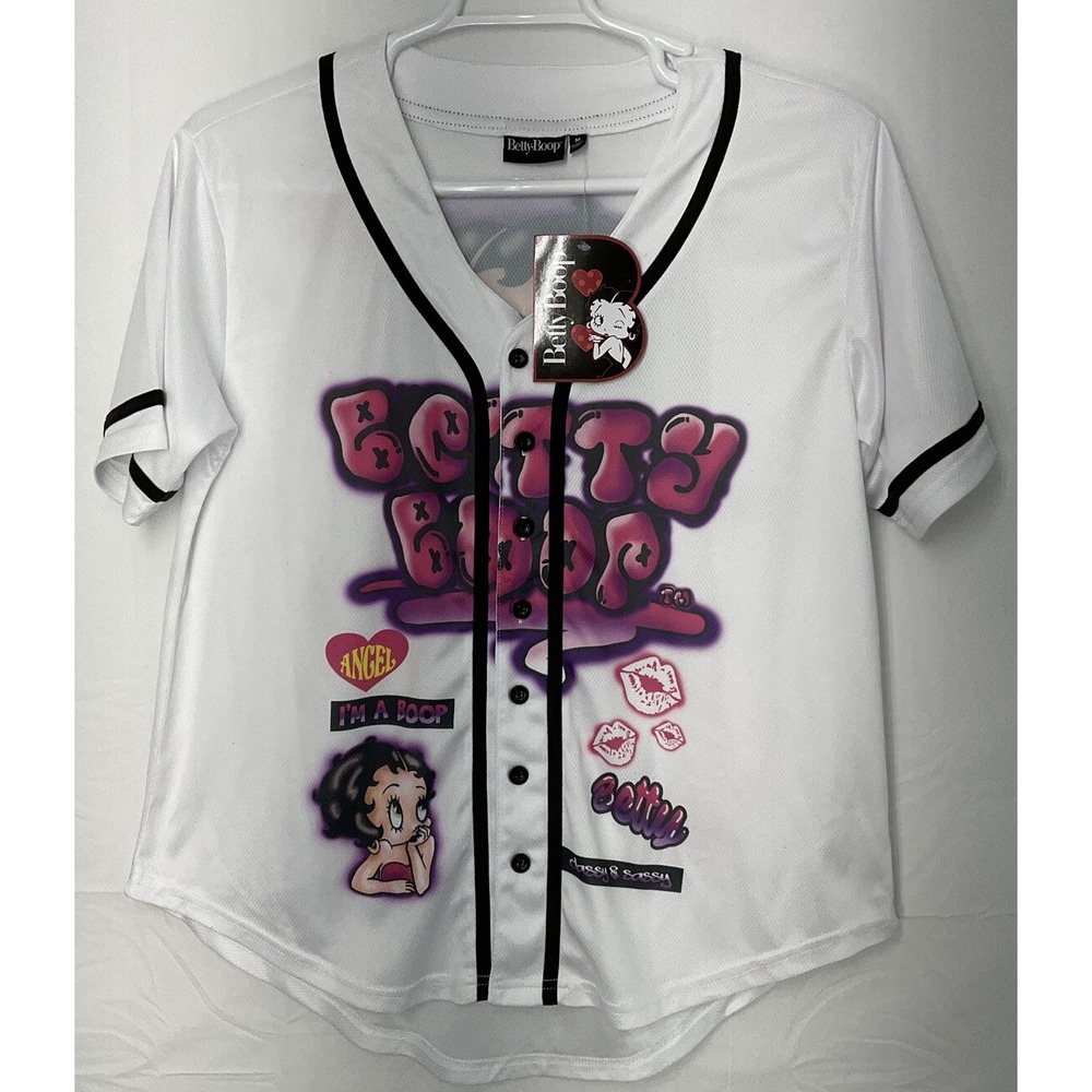 NWT Unisex Betty Boop Classy & Sassy White Graphic Short Sleeve Jersey - Medium